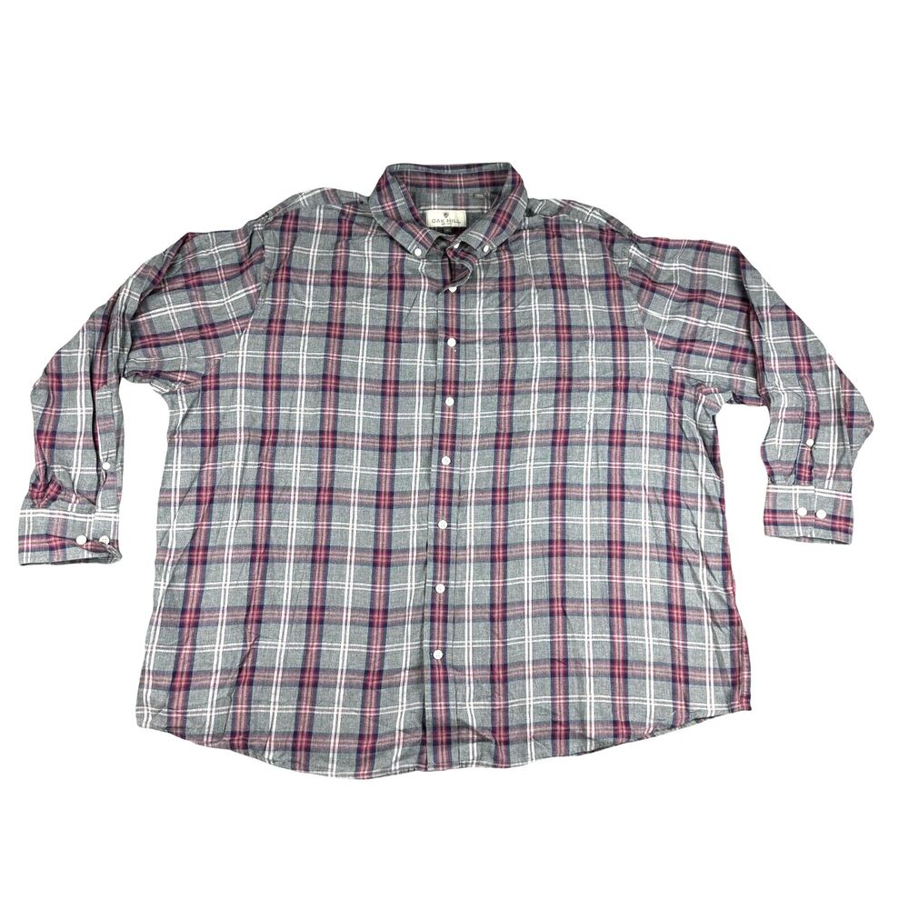 Oak Hill Shirt Men's Extra Extra Large Gray Plaid Button Down Long Sleeve Cotton